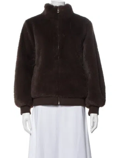 Pre-owned Sandro Faux Fur Jacket In Brown