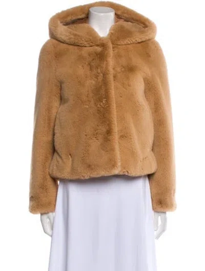 Pre-owned Sandro Faux Fur Jacket In Neutral