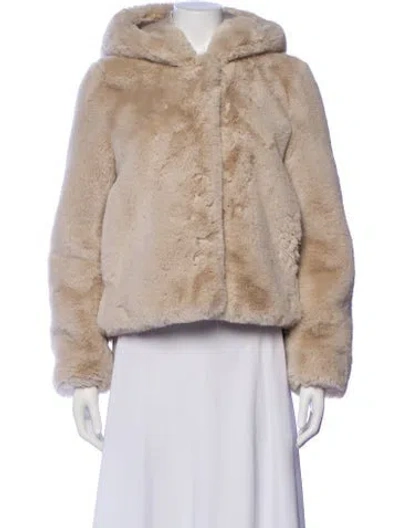 Pre-owned Sandro Faux Fur Jacket In Neutral