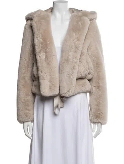 Pre-owned Sandro Faux Fur Jacket In Neutral