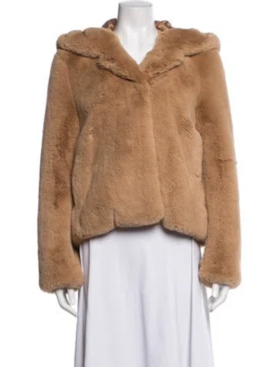 Pre-owned Sandro Faux Fur Jacket In Neutrals