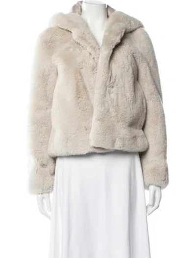 Pre-owned Sandro Faux Fur Jacket In Neutrals