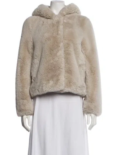 Pre-owned Sandro Faux Fur Jacket In Neutrals