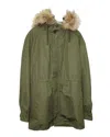 Sandro Faux Fur-trimmed Parka In Army Green Cotton In Green
