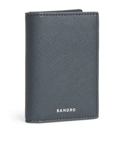 Sandro Faux Leather Bifold Card Holder In Black