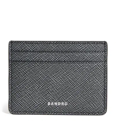 Sandro Faux Leather Card Holder In Black