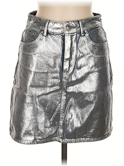 Pre-owned Sandro Faux Leather Skirt In Silver