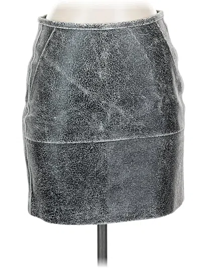 Pre-owned Sandro Faux Leather Skirt In Silver