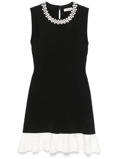 Sandro Faux-pearl Embellished Mini Dress In Black