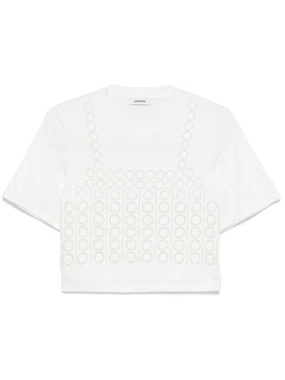 Sandro Faux Pearl-embellished T-shirt In White