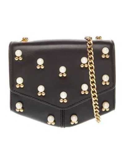 Pre-owned Sandro Faux Pearl Minaudière In Black
