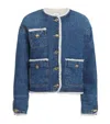 Sandro Faux Shearling-lined Denim Jacket In Blue