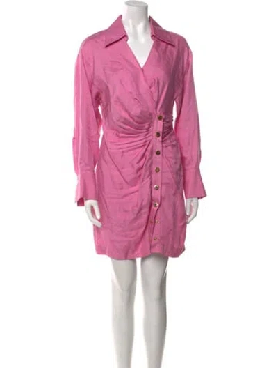 Pre-owned Sandro Faux Shearling Mini Dress In Pink