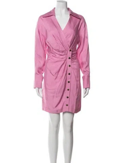 Pre-owned Sandro Faux Shearling Mini Dress In Pink