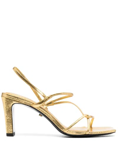 Sandro Faye Metallic Strappy Sandals In Gold
