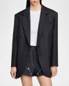 Sandro Felicie Single Breasted Blazer In Dark Grey