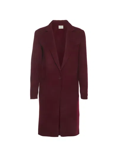 Pre-owned Sandro Felt Single-breasted Coat In Red