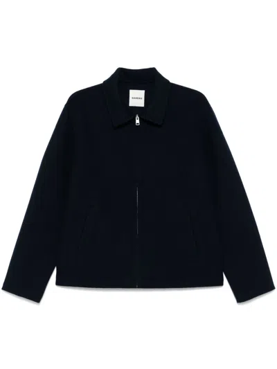 Sandro Felted Shirt Jacket In Blue