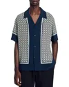 Sandro Fence Short Sleeve Shirt In Dark Blue