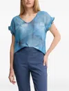 Sandro Ferrone Abstract-pattern Print Blouse In Blue
