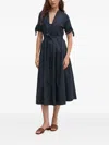 Sandro Ferrone Belted Midi Dress In Blue