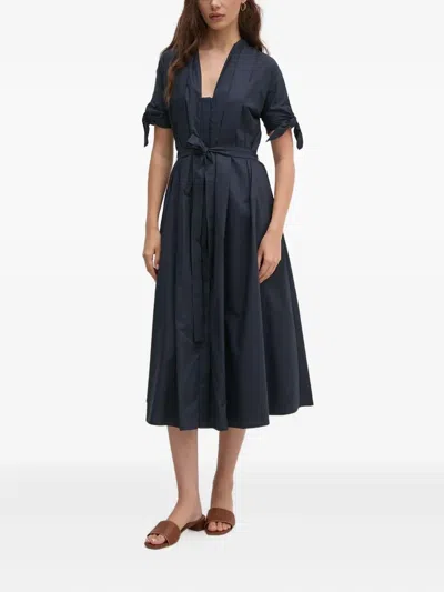 Sandro Ferrone Belted Midi Dress In Blue