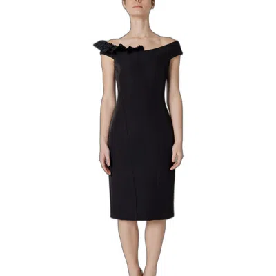 Sandro Ferrone Ruffle-detail Off-the-shoulder Dress In Black