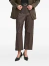 Sandro Ferrone Button-fastening Leather Effect Trousers In Brown