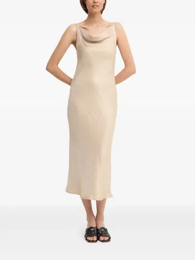 Sandro Ferrone Cowl-neck Slip Midi Day Dress In Brown