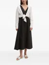 Sandro Ferrone Drawstring-waist V-neck Midi Dress In Black