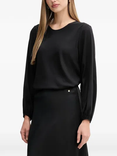 Sandro Ferrone Elasticated-cuff Long-sleeve Top In Black