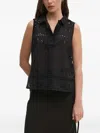 Sandro Ferrone Eyelet-embroidered Sleeveless Blouse In Black