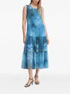 Sandro Ferrone Floral-pattern Tiered Midi Dress In Blue