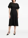 Sandro Ferrone Flutter-sleeve Midi Dress In Black