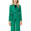 Sandro Ferrone Green Polyester Blazer In Black