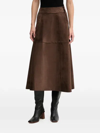 Sandro Ferrone Panelled A-line Midi Skirt In Brown