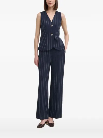 Sandro Ferrone Pinstripe Sleeveless Vest In Blue