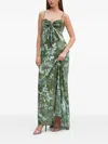 Sandro Ferrone Pleated Tie-front Maxi Dress In Green
