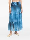Sandro Ferrone Pleated Tiered Midi Skirt In Blue