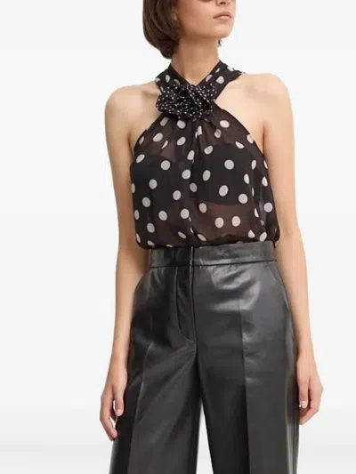 Sandro Ferrone Polka-dot Pattern Top In Black