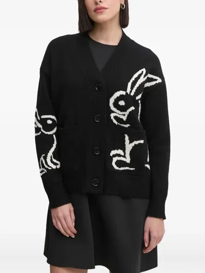 Sandro Ferrone Rabbit-intarsia Cardigan In Black