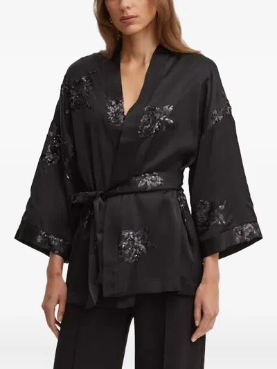 Sandro Ferrone Kids' Sequin-embellished Satin Top In Black