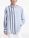 Sandro Ferrone Striped-panel Shirt In Blue