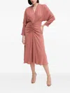 Sandro Ferrone V-neck Gathered Midi Dress In Multi