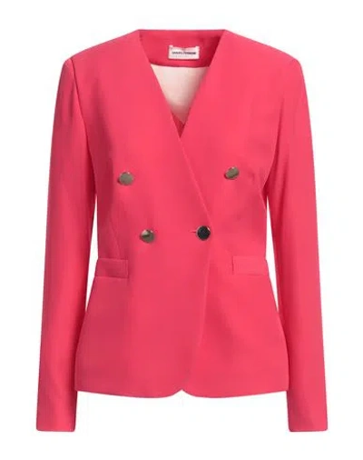 Sandro Ferrone Woman Blazer Fuchsia Size 6 Polyester, Elastane In Red