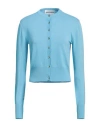 Sandro Ferrone Woman Cardigan Azure Size L Viscose, Polyamide In Blue