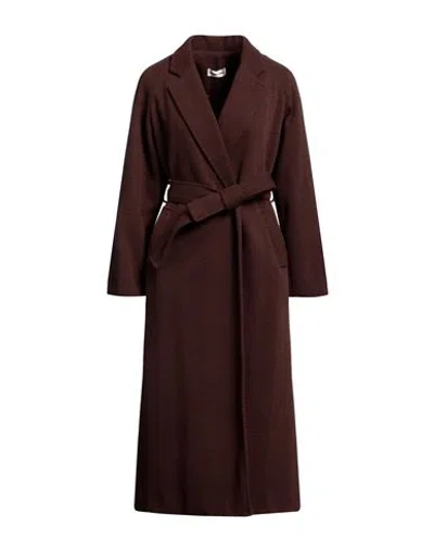 Sandro Ferrone Woman Coat Cocoa Size 8 Polyester, Viscose, Elastane In Brown