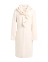 Sandro Ferrone Woman Coat Cream Size 12 Polyester, Wool In White