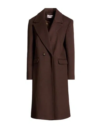 Sandro Ferrone Woman Coat Dark Brown Size 8 Polyester, Viscose