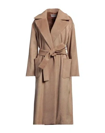 Sandro Ferrone Woman Coat Sand Size 8 Polyester, Acrylic, Wool In Beige